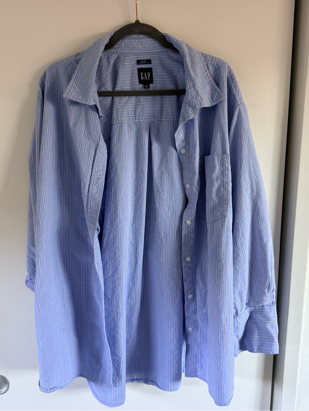 GAP 100% Organic Cotton Blue Pinstripe Button-Up | XXL